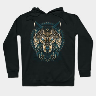 Tribal golden shield wolf Hoodie